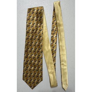 DeSantis‎ Collection Geometric Wave Necktie 100% Silk Hand Made Italy Gold Navy